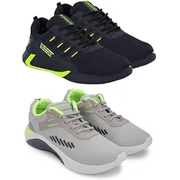 Men's Sports Running Shoes Stylish Design, Pack of 2 Multicolor