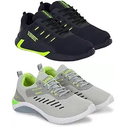 Men's Sports Running Shoes Stylish Design, Pack of 2 Multicolor