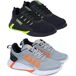Men's Sports Running Shoes Stylish Design, Pack of 2 Multicolor