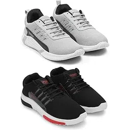 Men's Sports Running Shoes Stylish Design, Pack of 2 Multicolor