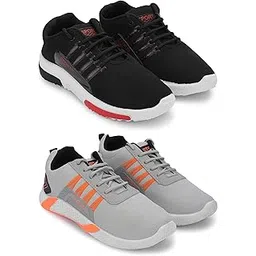 Men's Sports Running Shoes Stylish Design, Pack of 2 Multicolor