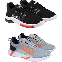 Men's Sports Running Shoes Stylish Design, Pack of 2 Multicolor