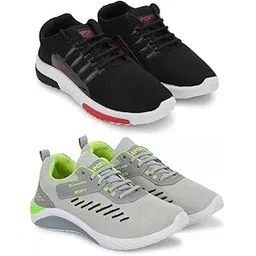 Men's Sports Running Shoes Stylish Design, Pack of 2 Multicolor