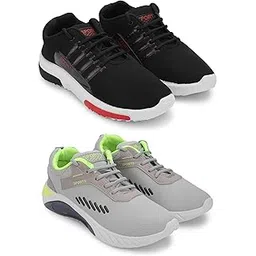 Men's Sports Running Shoes Stylish Design, Pack of 2 Multicolor