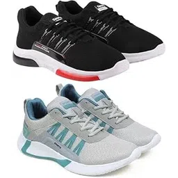 Men's Sports Running Shoes Stylish Design, Pack of 2 Multicolor