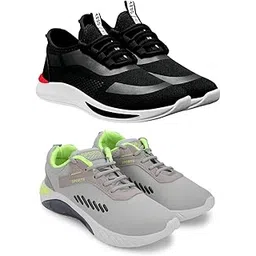 Men's Sports Running Shoes Stylish Design, Pack of 2 Multicolor