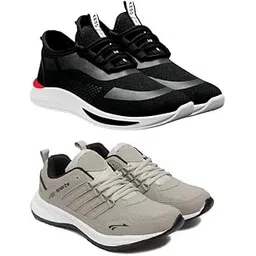 Men's Sports Running Shoes Stylish Design, Pack of 2 Multicolor