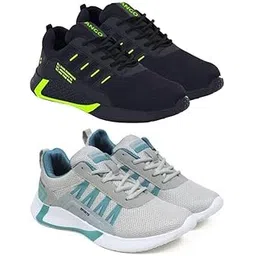 Men's Sports Running Shoes Stylish Design, Pack of 2 Multicolor