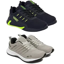 Men's Sports Running Shoes Stylish Design, Pack of 2 Multicolor
