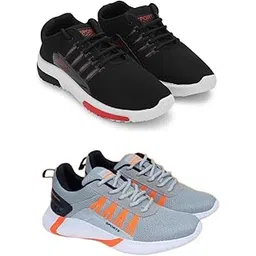 Men's Sports Running Shoes Stylish Design, Pack of 2 Multicolor