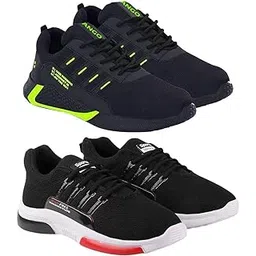 Men's Sports Running Shoes Stylish Design, Pack of 2 Multicolor