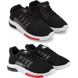 Men's Sports Running Shoes Stylish Design, Pack of 2 Multicolor
