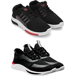 Men's Sports Running Shoes Stylish Design, Pack of 2 Multicolor