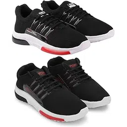 Men's Sports Running Shoes Stylish Design, Pack of 2 Multicolor