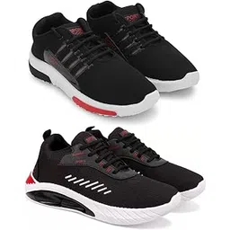 Men's Sports Running Shoes Stylish Design, Pack of 2 Multicolor