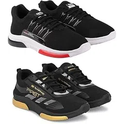Men's Sports Running Shoes Stylish Design, Pack of 2 Multicolor