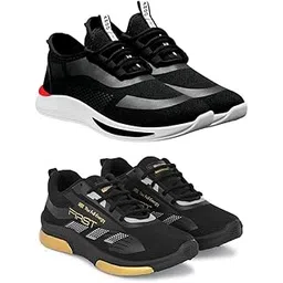 Men's Sports Running Shoes Stylish Design, Pack of 2 Multicolor
