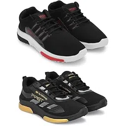 Men's Sports Running Shoes Stylish Design, Pack of 2 Multicolor