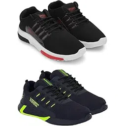 Men's Sports Running Shoes Stylish Design, Pack of 2 Multicolor