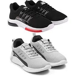 Men's Sports Running Shoes Stylish Design, Pack of 2 Multicolor