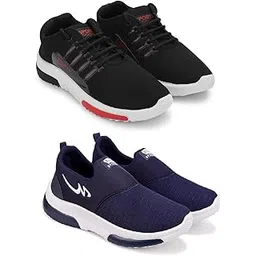Men's Sports Running Shoes Stylish Design, Pack of 2 Multicolor