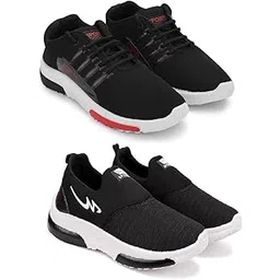 Men's Sports Running Shoes Stylish Design, Pack of 2 Multicolor