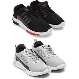 Men's Sports Running Shoes Stylish Design, Pack of 2 Multicolor