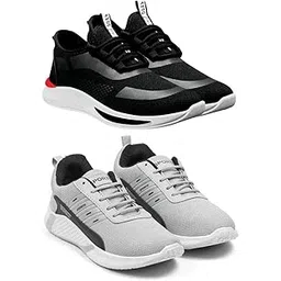 Men's Sports Running Shoes Stylish Design, Pack of 2 Multicolor