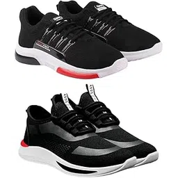 Men's Sports Running Shoes Stylish Design, Pack of 2 Multicolor