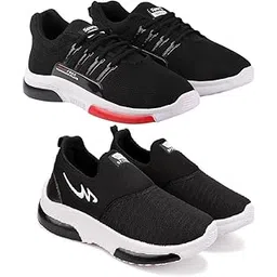Men's Sports Running Shoes Stylish Design, Pack of 2 Multicolor