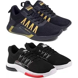 Men's Sports Running Shoes Stylish Design, Pack of 2 Multicolor