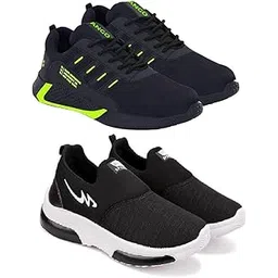 Men's Sports Running Shoes Stylish Design, Pack of 2 Multicolor