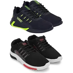 Men's Sports Running Shoes Stylish Design, Pack of 2 Multicolor