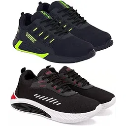 Men's Sports Running Shoes Stylish Design, Pack of 2 Multicolor