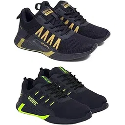 Men's Sports Running Shoes Stylish Design, Pack of 2 Multicolor