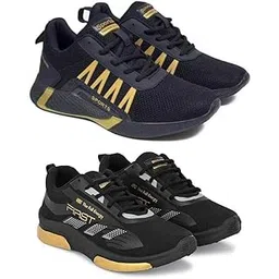 Men's Sports Running Shoes Stylish Design, Pack of 2 Multicolor