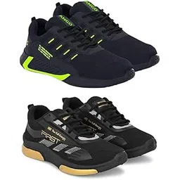 Men's Sports Running Shoes Stylish Design, Pack of 2 Multicolor