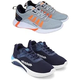 Men's Sports Running Shoes Stylish Design, Pack of 2 Multicolor