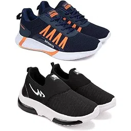 Men's Sports Running Shoes Stylish Design, Pack of 2 Multicolor