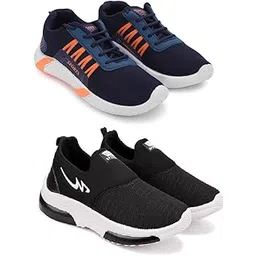 Men's Sports Running Shoes Stylish Design, Pack of 2 Multicolor