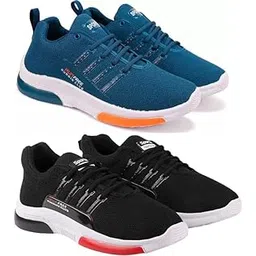Men's Sports Running Shoes Stylish Design, Pack of 2 Multicolor