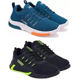 Men's Sports Running Shoes Stylish Design, Pack of 2 Multicolor