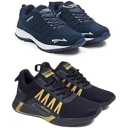 Men's Sports Running Shoes Stylish Design, Pack of 2 Multicolor