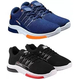 Men's Sports Running Shoes Stylish Design, Pack of 2 Multicolor