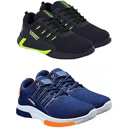 Men's Sports Running Shoes Stylish Design, Pack of 2 Multicolor