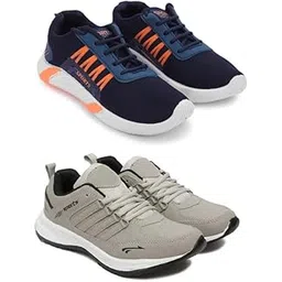 Men's Sports Running Shoes Stylish Design, Pack of 2 Multicolor