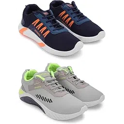 Men's Sports Running Shoes Stylish Design, Pack of 2 Multicolor