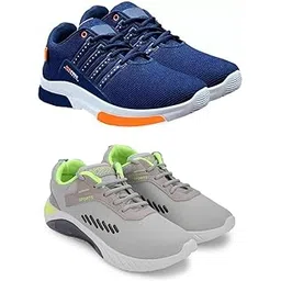 Men's Sports Running Shoes Stylish Design, Pack of 2 Multicolor
