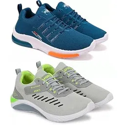 Men's Sports Running Shoes Stylish Design, Pack of 2 Multicolor