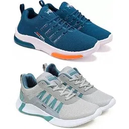 Men's Sports Running Shoes Stylish Design, Pack of 2 Multicolor